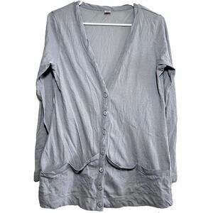 Only Hearts Cardigan Sweater 100% Cotton Button Front V-Neck Long Sleeve Gray M